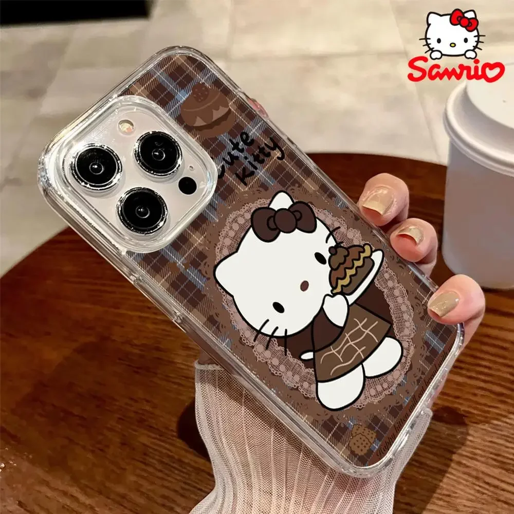 حافظة هاتف كيتي كات آيفون 16/15/14/13/12/11/x/xs/xs ماكس امرأة آيفون 13 حافظة هالو كيتي أنيمي ملحق 2025 جديد