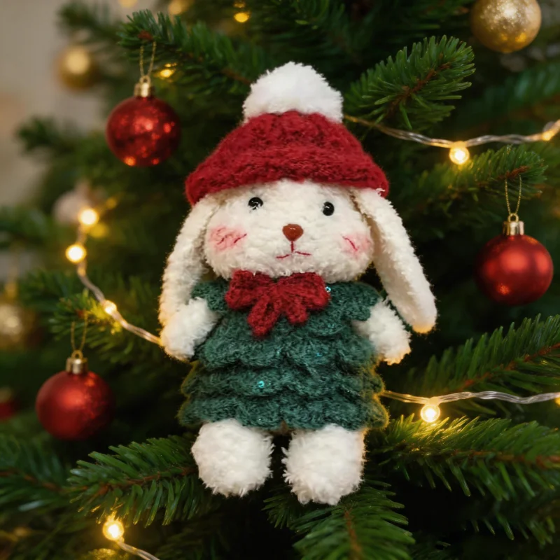 

Custom Name Christmas Crochet Bunny Doll Personalized Handmade Amigurumi Rabbit Plush Toy Christmas Gift