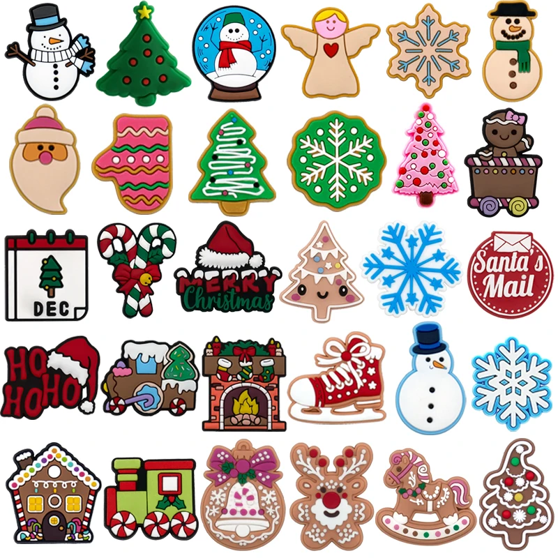 1/30pcs Christmas Shoe Charms Snowman Christmas tree Gingerbread man Pins for Women Girls Xmas Shoe Decorations Accessories