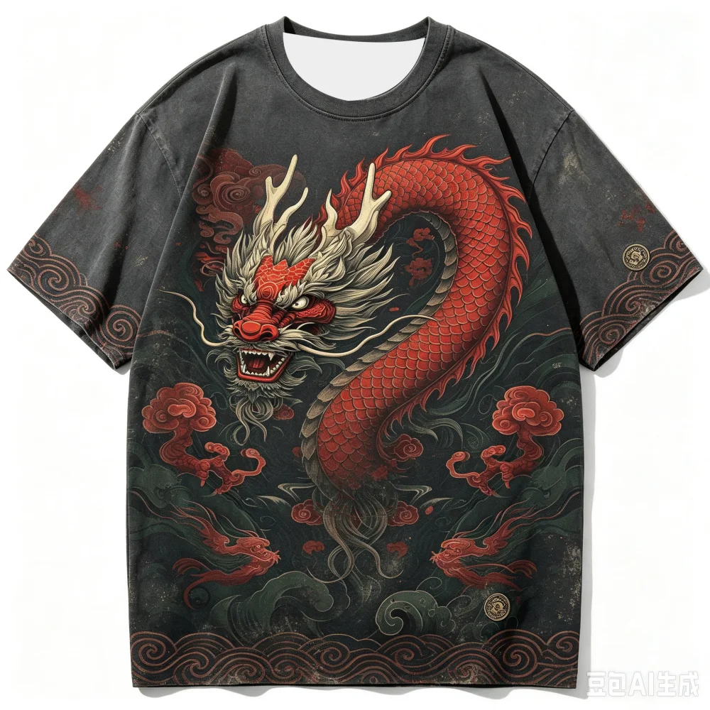 2026 Breathable Quick‑Dry 3D Printed Dragon Cloud Graphic Short‑Sleeve Streetwear T‑Shir A Family Set