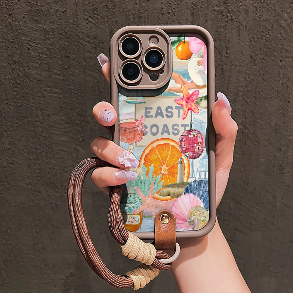 Urlaubs-Strand-Collage Silikon-Handyhülle für iPhone 17 16 17 Pro 15 14 13 12 11 Pro Max 16E 7 8 Plus XR XS mit Lanyard-Hülle – Detail 9