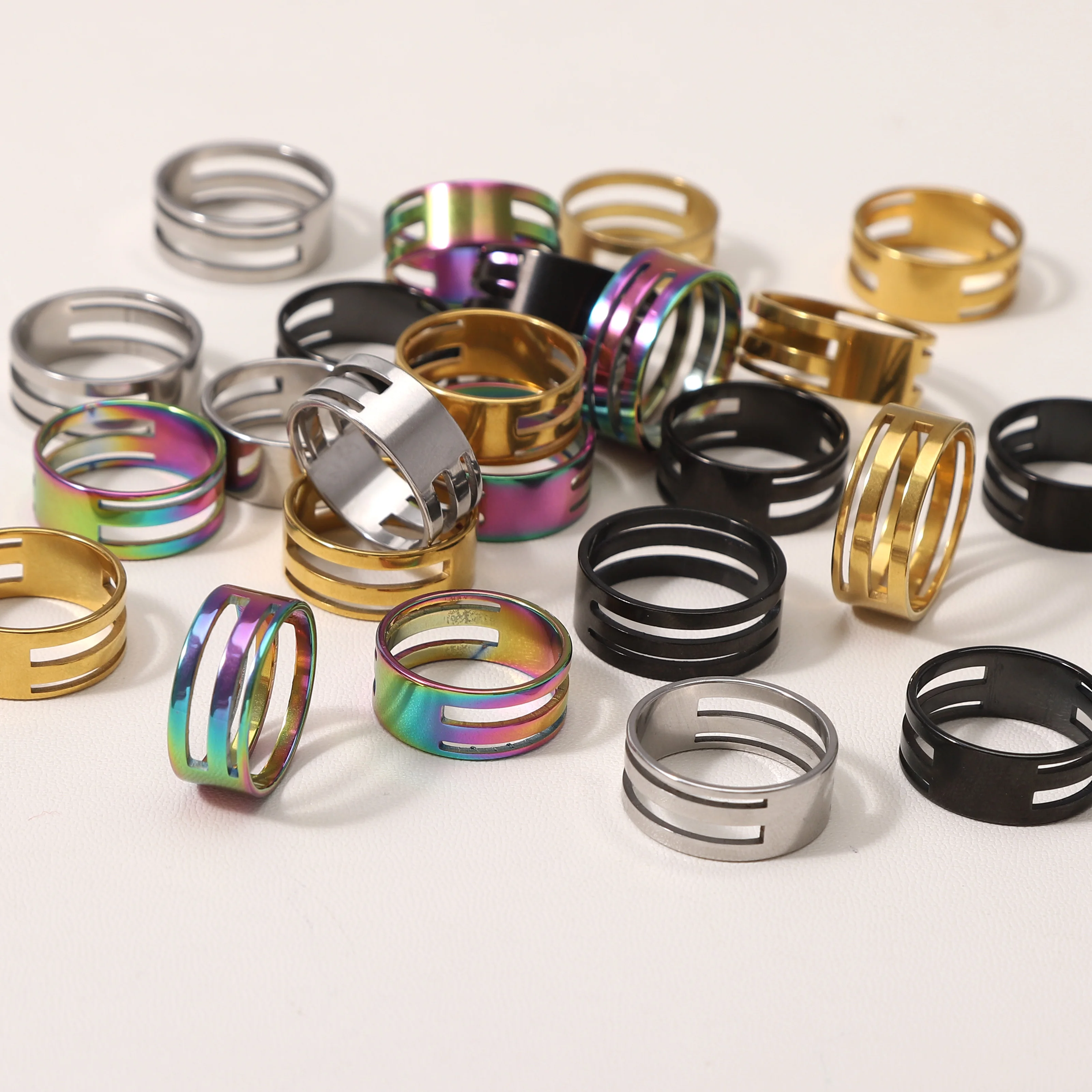 

1pc 17/18/19mm Stainless Steel Colorful Blank Rings for Women Men Casual Finger Rings DIY Jewelry Making Accessories Couple Gift