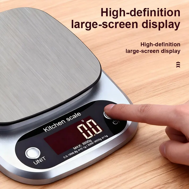 

Цифровые кухонные весы из нержавеющей стали 10 кг ~ 1 г (многоцелевые для выпечки, трав, чая и приготовления пищи)