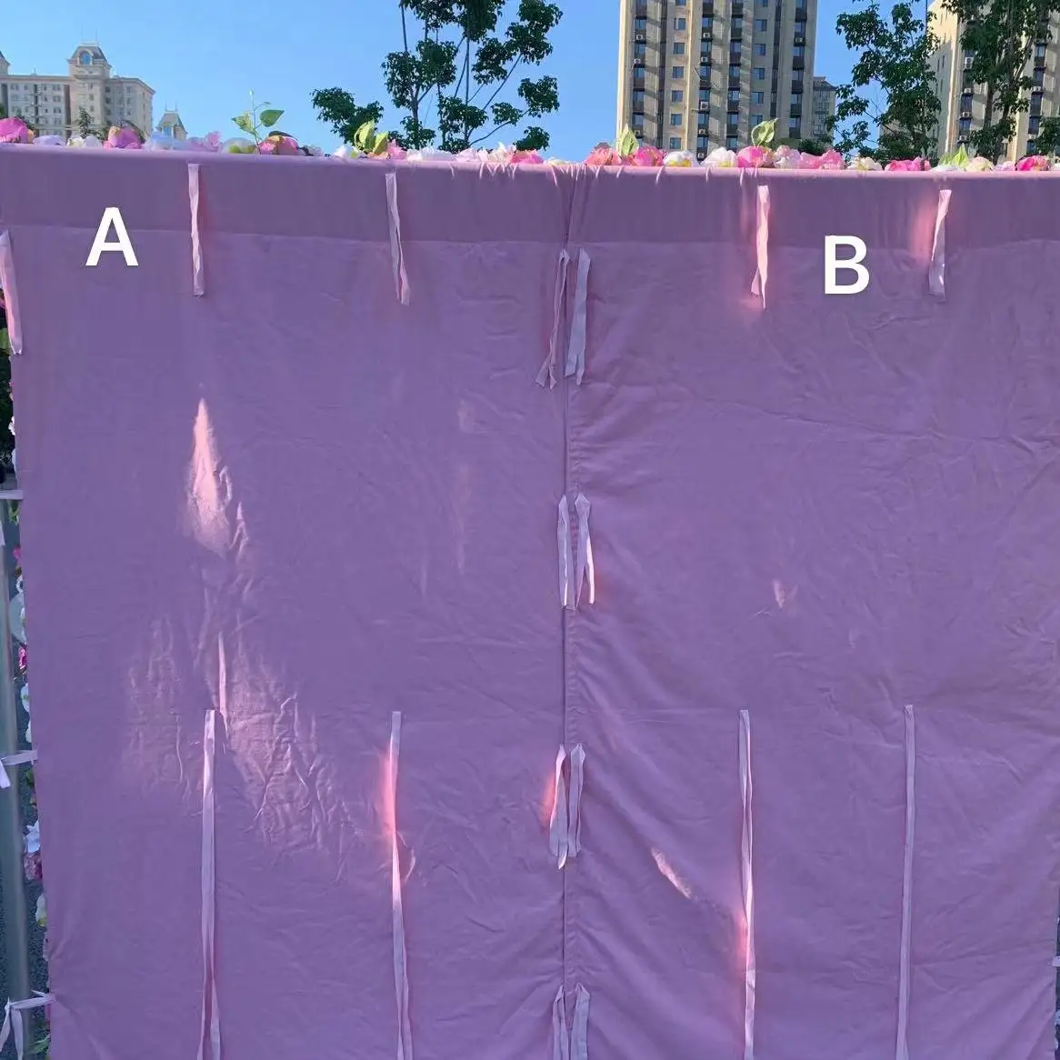 Uflower 5D وردي فاتح زهرة اصطناعية جدار نشمر ستارة الزفاف خلفية ديكور الأزهار جدار لفة للمناسبات