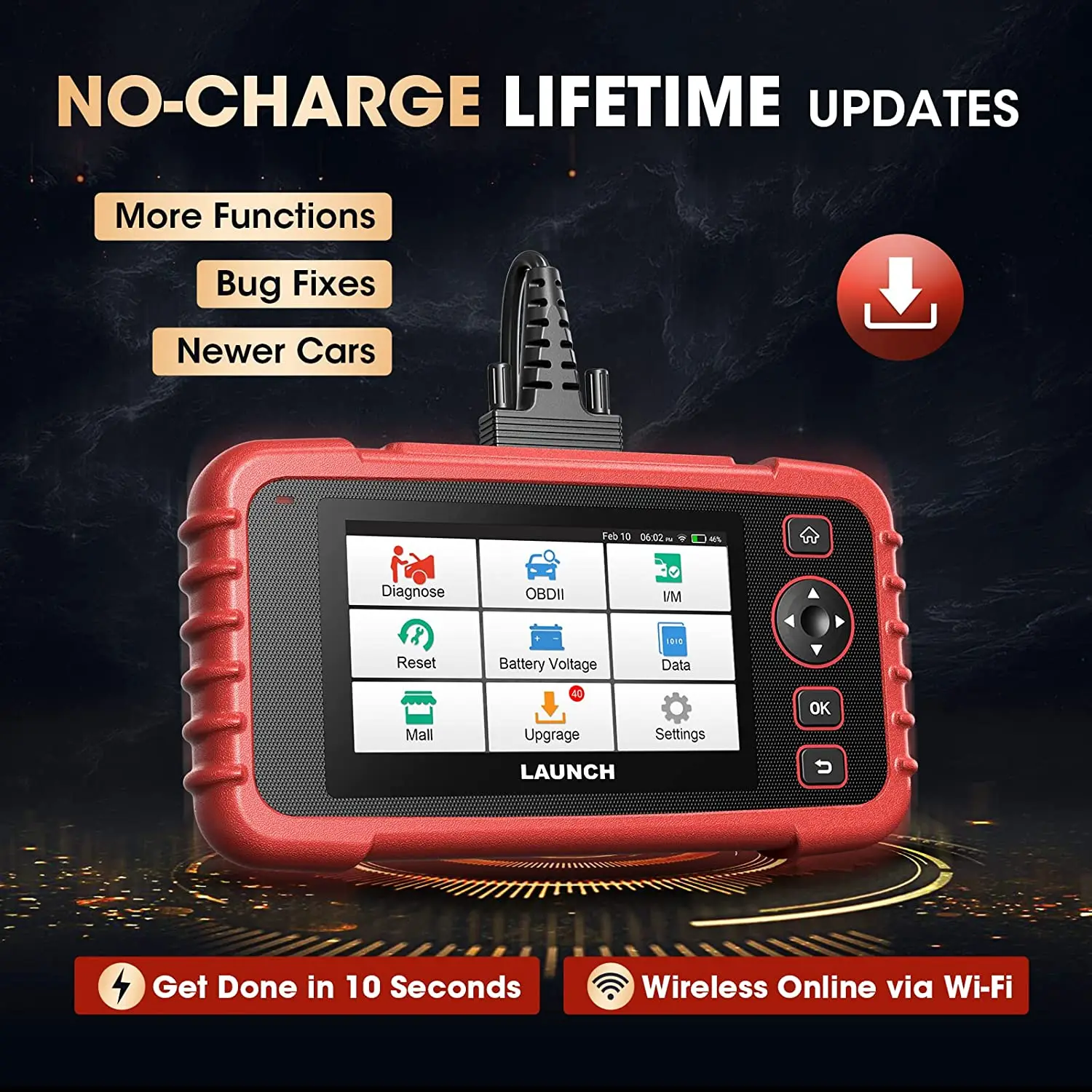 LAUNCH OBD2 Scanner  CRP129I V3 ABS SRS Engine Transmission Tool Oil TPMS EPB Throttle 12+Reset Injector Coding Battery Check