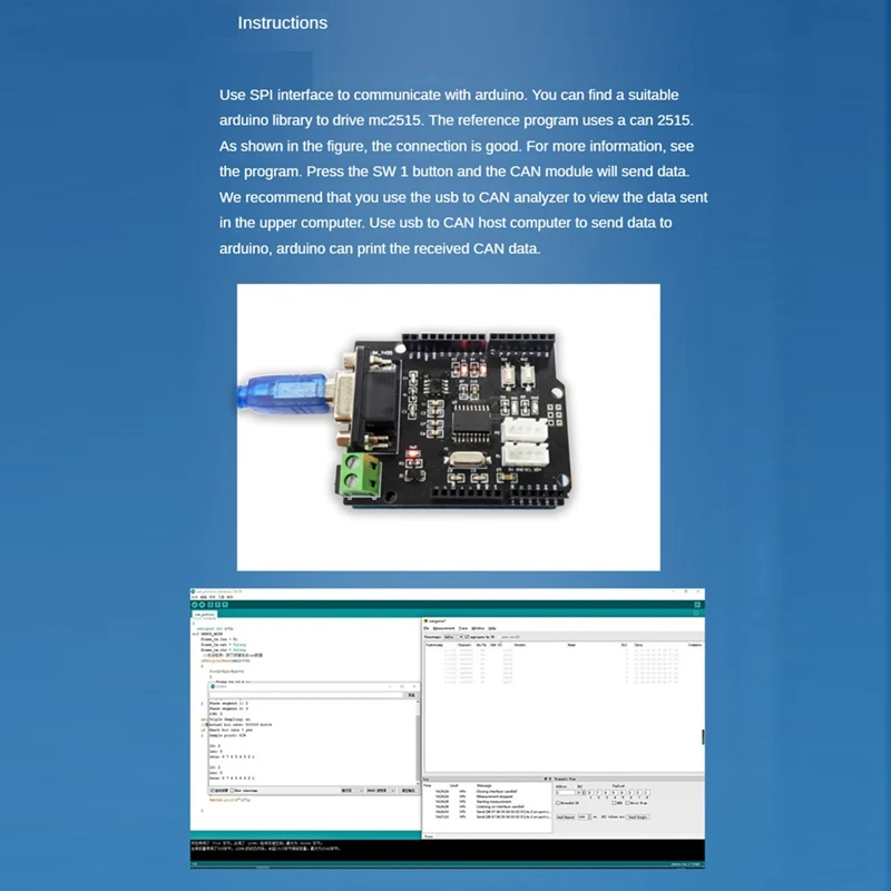 Arduino缶、自動車通信、プロトコル分析、学習モジュール、mcp2515用のバスシールド拡張ボード