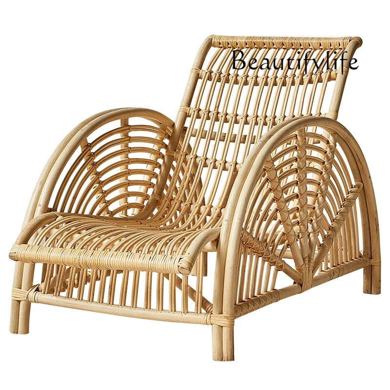 S True Vine Rattan Chair Backrest Balcony Lunch Break Recliner Bed And Breakfast Leisure Lazy Chair Creative Art Style