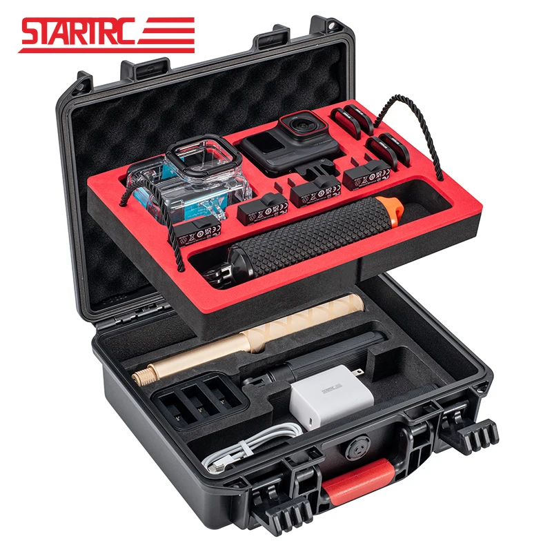 

STARTRC 2-слойный чехол для переноски аксессуаров для камеры Insta360 Ace/Ace Pro, чехол для хранения, водонепроницаемая коробка, портативный дорожный чемодан