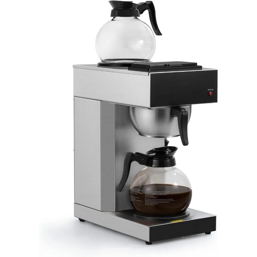 

12-Cup Commercial Drip Coffee Maker, Pour Over Coffee Maker Brewer with 2 Glass Carafes and Warmers