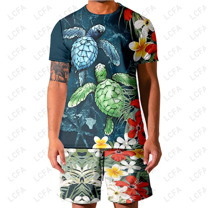 Tahiti Polynesia 3D Printing T-shirt And Shorts Set Men's 2 Piece Oversized Beach Shorts O-neck T-shirt Tracksuits Custom 4XL