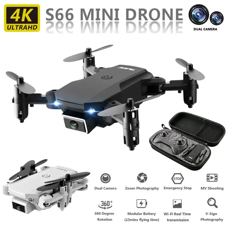 

2024 S66 Mini Drone 4K HD Camera WiFi Fpv Air Pressure Altitude Maintenance 15 Min Battery Life Foldable Quadcopter KID Gift