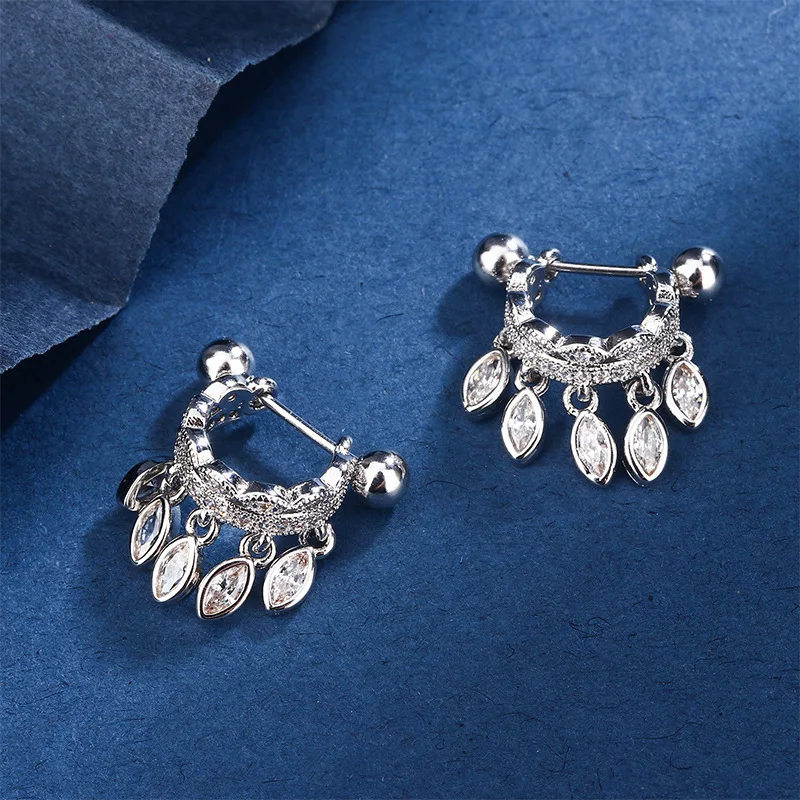 الكورية موضة كريستال شرابة قلادة أقراط للنساء Mujer موضة خمر حجر الراين قطرة الماء أقراط مجوهرات عادية #4