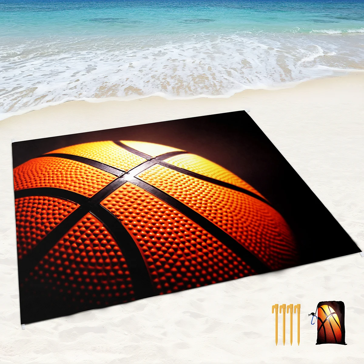 Beach Blanket,Basketball Sandproof Soft Beach Blankets Outdoor Sports Portable Picnic Mats for Vacation,Travel,Camping,Hiking