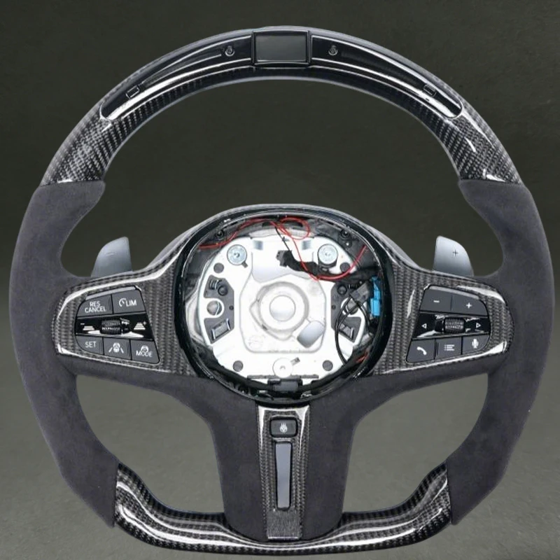With LED Steering Wheel Carbon Fiber Black for BMW G20 G38 G82 G21 Old Upgraded to New for BMW G20 G38 with Suede DIY Color