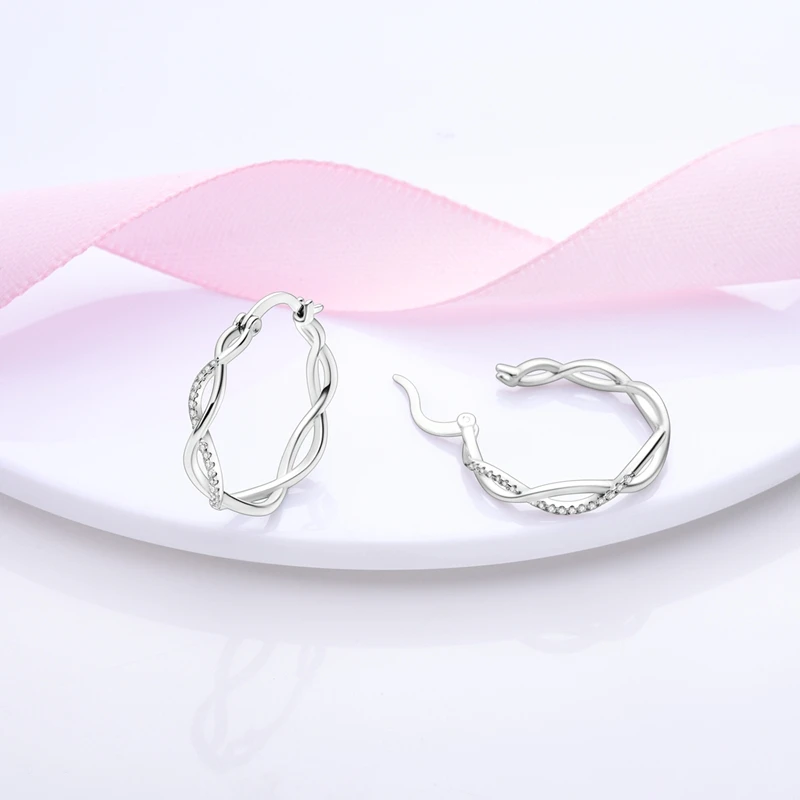 Hot Sale Hoop 925 Silver Original Zircon Different Color Earrings Jewelry Gift For Women Girls Party Engagement