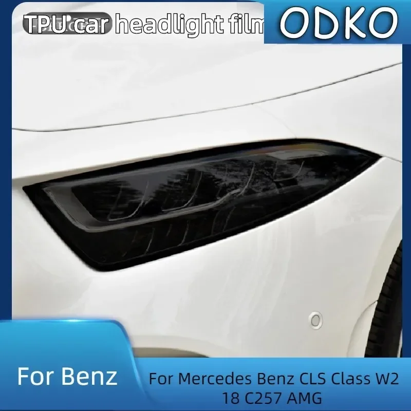 

For Mercedes Benz CLS Class W218 C257 AMG Car Headlight Tint Black Smoke Protective Film Transparent TPU Sticker Accessories