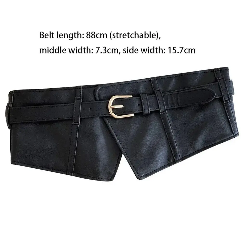 Punk Adjustable Elastic Cummerbunds PU Leather Solid Color Wide Belt Waistband Slimming Waist Corset Ladies