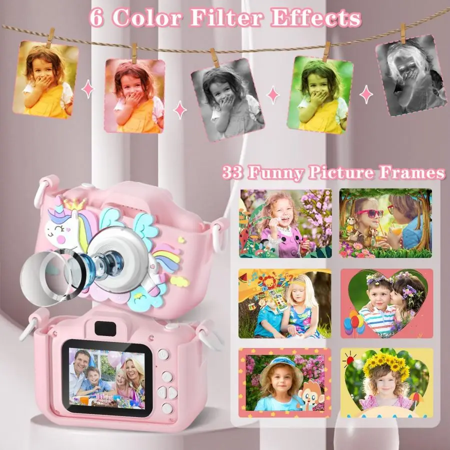 Children Digital cartoon cute unicorn Camera Toys Outdoor Photography Camera Festival Gift Kids Portable Electronic Toys