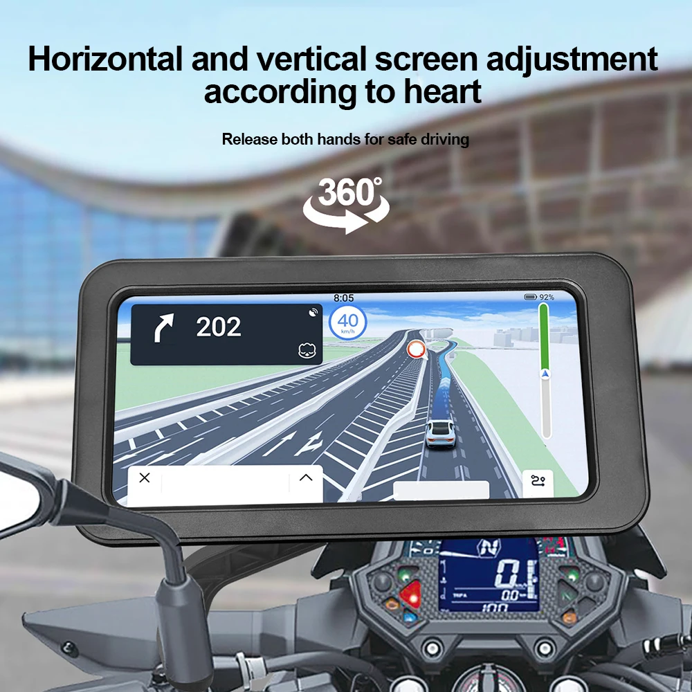 Motorcycle Bike Mobile Phone Holder Support Bicycle GPS Swivel Adjustable Touch Screen Rearview Mirror Cellphone Holder