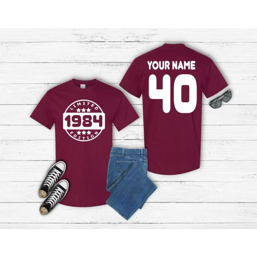 Personalised 1984 Limited Edition T-Shirt 40th Birthday Tshirt Custom Name Number 40 Celebration Gift Men Women  Youth Top