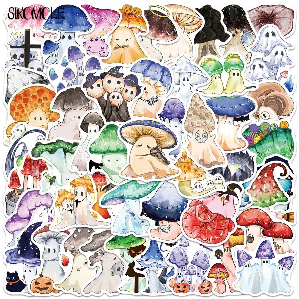 10/30/50PCS Cartoon Halloween Ghost Mushroom Stickers Decals DIY Laptop Guitar Skateboard Waterproof Graffiti Sticker Kids Gift