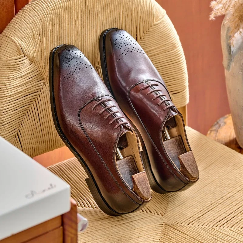 

Men Loafers Shoes Genuine Leather Solid Color Low Heel Classic Business Formal Men Shoes