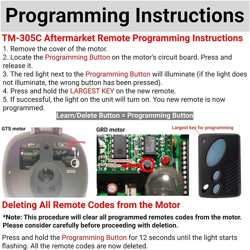 جهاز تحكم عن بعد لباب المرآب Gliderol TM305C / جهاز فتح باب المرآب 315 ميجاهرتز متوافق مع Glidermatic GRD GTS 2000 Optima #3