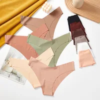 Bragas sin costuras de cintura baja para mujer, ropa interior Sexy de seda sólida, lencería íntima, transpirable, 1 piezas