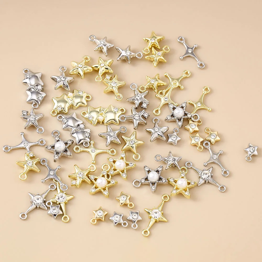 Leslie 5 Stück exquisite süße Kristall-Polaris-Charms, Sterne-Anhänger für handgefertigte Tropfen-Ohrringe, Halskette, Armband, DIY-Schmuckherstellung – Detail 4