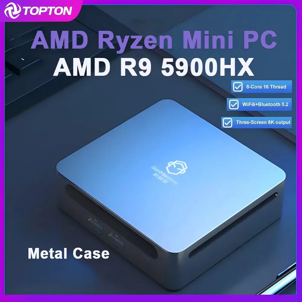 2024 New Gaming PC AMD Ryzen 9 5900HX 7 7730U Windows 11 DDR4 3200MHz NVMe Mini PC Desktop Computer 3x4K HTPC WiFi6 BT5.2