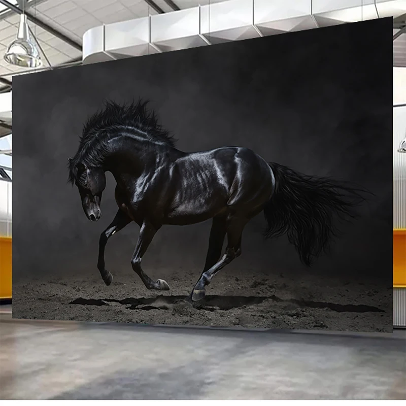 Custom Mural Wallpaper Waterproof Dark Horse Galloping Art Background Decor Living Room Children Room Bedroom Photo Wallpaper