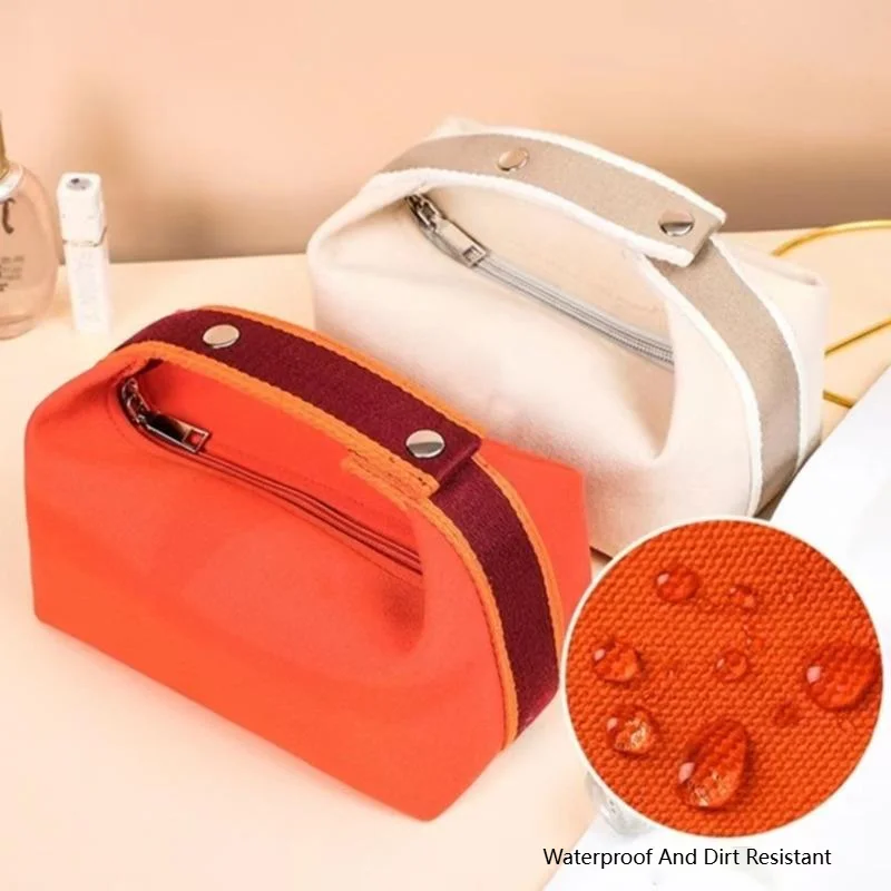 Simple Design Casual Women Bag Fashion Canvas Large Capacity Handbag Small Square Wash Collect Dumpling Storage Wallet