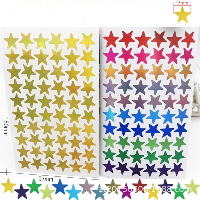 5 Sheets Rainbow Little Stars Stickers for Children's Rewards, Behavior Charts, Student Planners, and Teacher Supplies