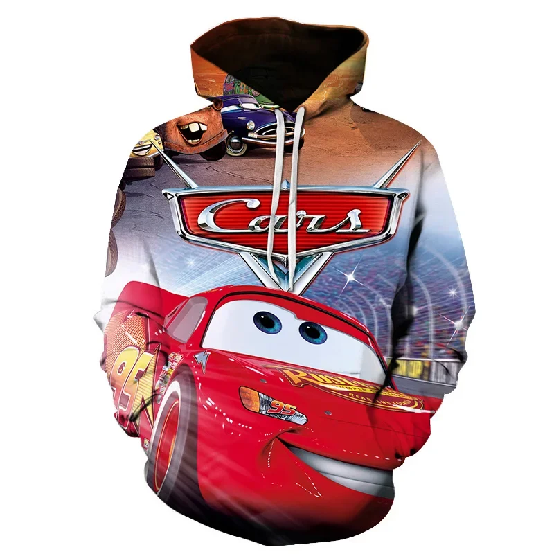 Çocuk Hoodie Cars arabalar yıldırım McQueen 3D baskı tişörtü erkek kız kapşonlu moda karikatür kazak boy Hoodies