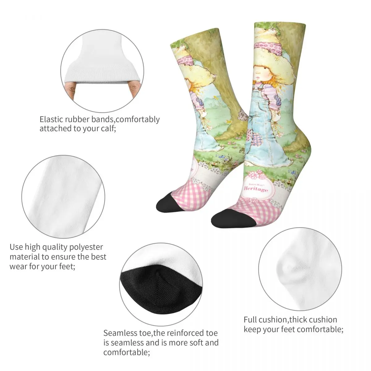 Men's Sarah Kay Cartoon Girl Socks Super Soft Casual Kids Country Life Socks Hip Hop Product Middle TubeSocks Wonderful Gifts