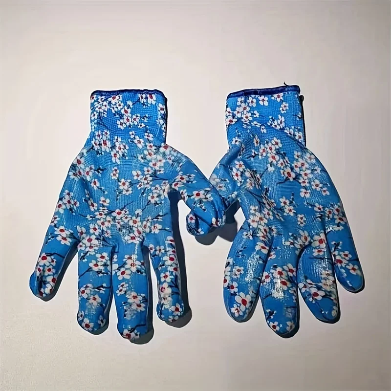 1 pair of garden protective gloves with palm drip glue to prevent punctures