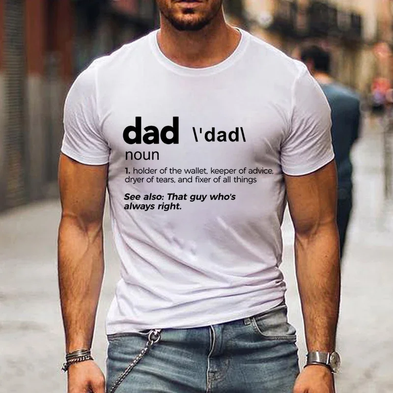 Tops Tees Harajuku Fashion Trend Letter T-shirt Funny Dad Noun Graphic T Shirts Men's Streetwear Short Sleeve Father Day Gift