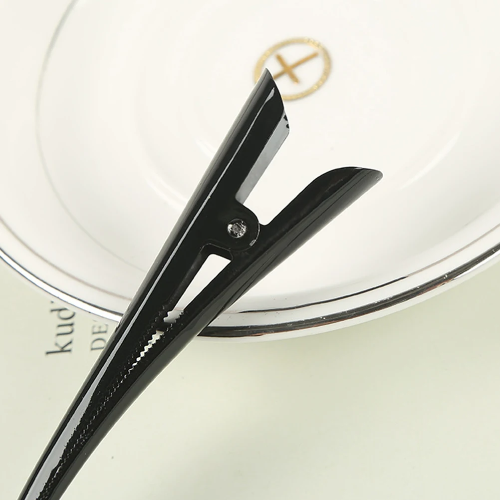 

8pcs Black Horn Clips Hair Styling Tools Duckbill Sectioning Metal Salon Large Size No Damage Elastic Spring Perfect Blow