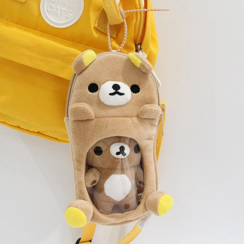 Kawaii – trousse à crayons transparente Rilakkuma pour filles, pochette à crayons ours de dessin animé mignon, sac à stylos organisateur, papeterie scolaire cadeaux