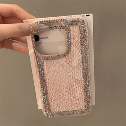 Bling Colorful Diamond Phone Casing For iPhone 16 15 Pro Max 11 12 13 14 Pro Max Luxury Snake Leather Protective Back Cover