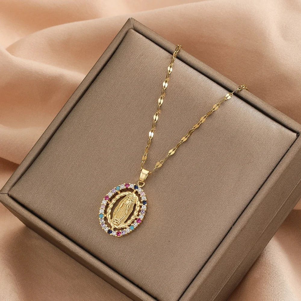 New Personalized Colorful Zircon Necklace Design, Fashionable, Light, Luxurious And Versatile, Popular Madonna Necklace