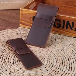 Handgemaakte Pennentas Van Koeienhuid Echt Lederen Retro Potloodzak Vintage Stijl Etui Opbergtas Voor Journal Reisbenodigdheden