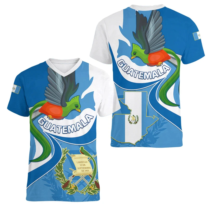 New Fashion Guatemala Flag 3d Print Men's GT National Emblem Graphic T-Shirt Short Sleeve Men's Clothing Street Oversized Top