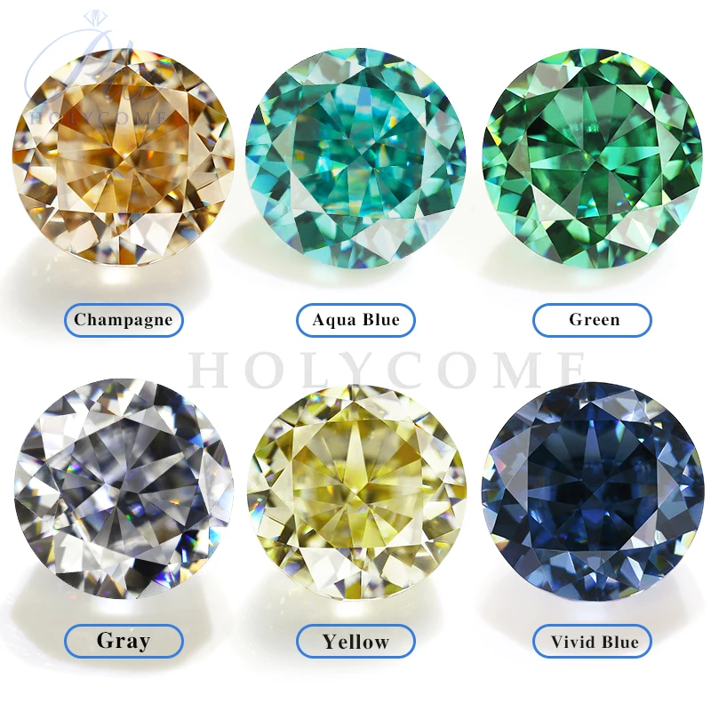 

PTX GRA Free Girdle Loose Moissanite Champagne Color VVS1 Round Crushed Ice Cut Gemstone Supplier Factory Pass Diamond Test