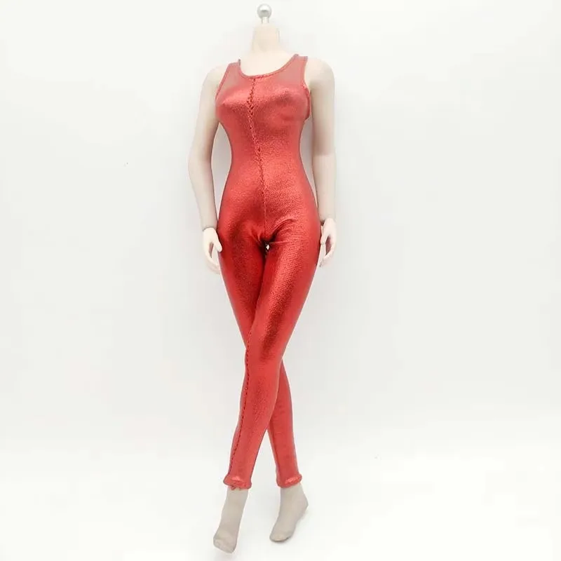 1/6 Red Tights Jumpsuit Model Scale Sexy Stretch pants Combat uniform Tight fitting Pants for 12