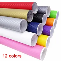 127cmX10cm Car Sticker 3D Carbon Fiber Vinyl Car Wrap Sheet Roll Film Motorcycle Car Styling Black White Silver Car Accessories