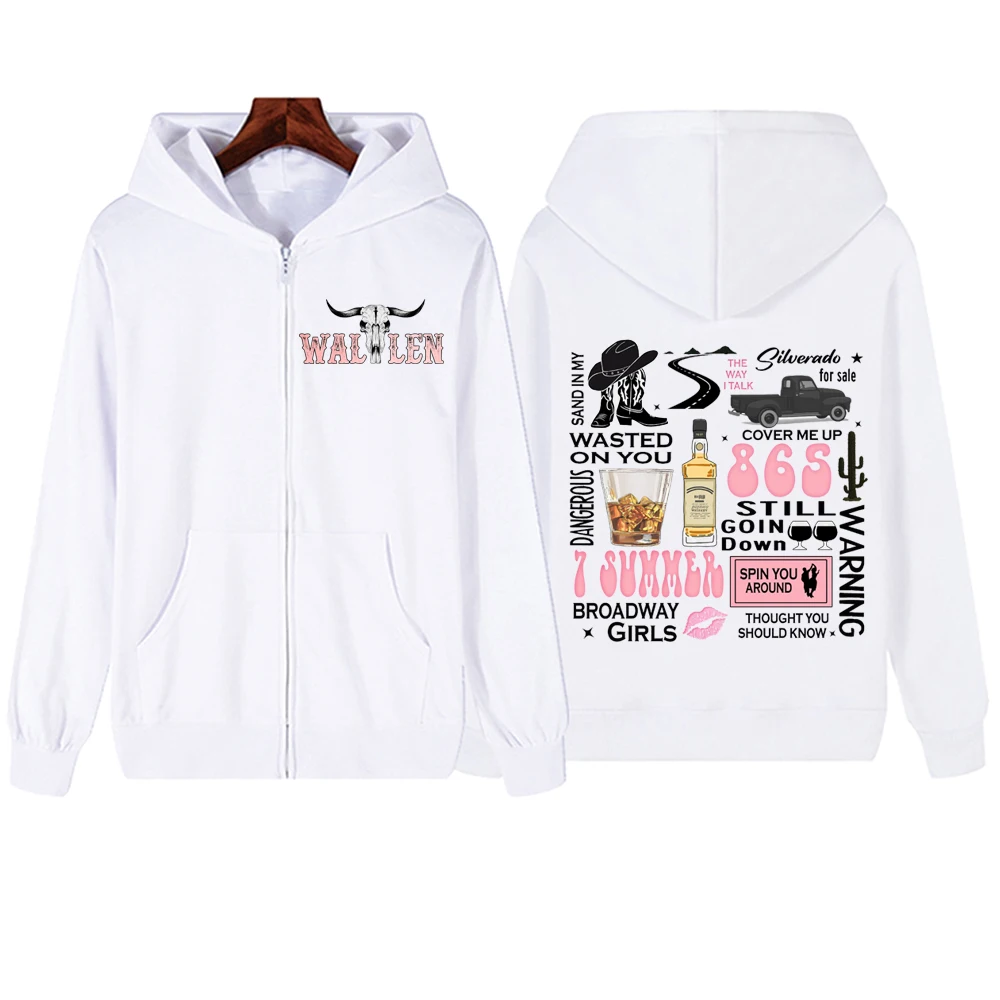 Morgan Wallen Zipper Hoodie Harajuku Pullover Tops Popular Music Sweatshirt