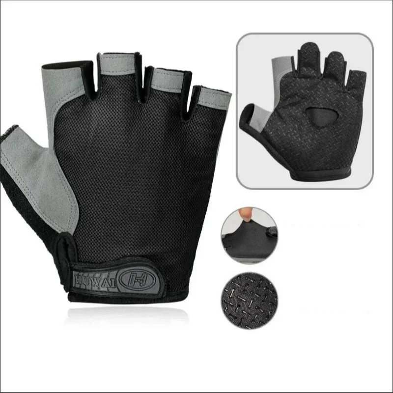 Guantes de gimnasio Guantes sin dedos Guantes antideslizantes que absorben los golpes Guantes transpirables Guantes deportivos para entrenamiento Levantamiento de pesas Ciclismo