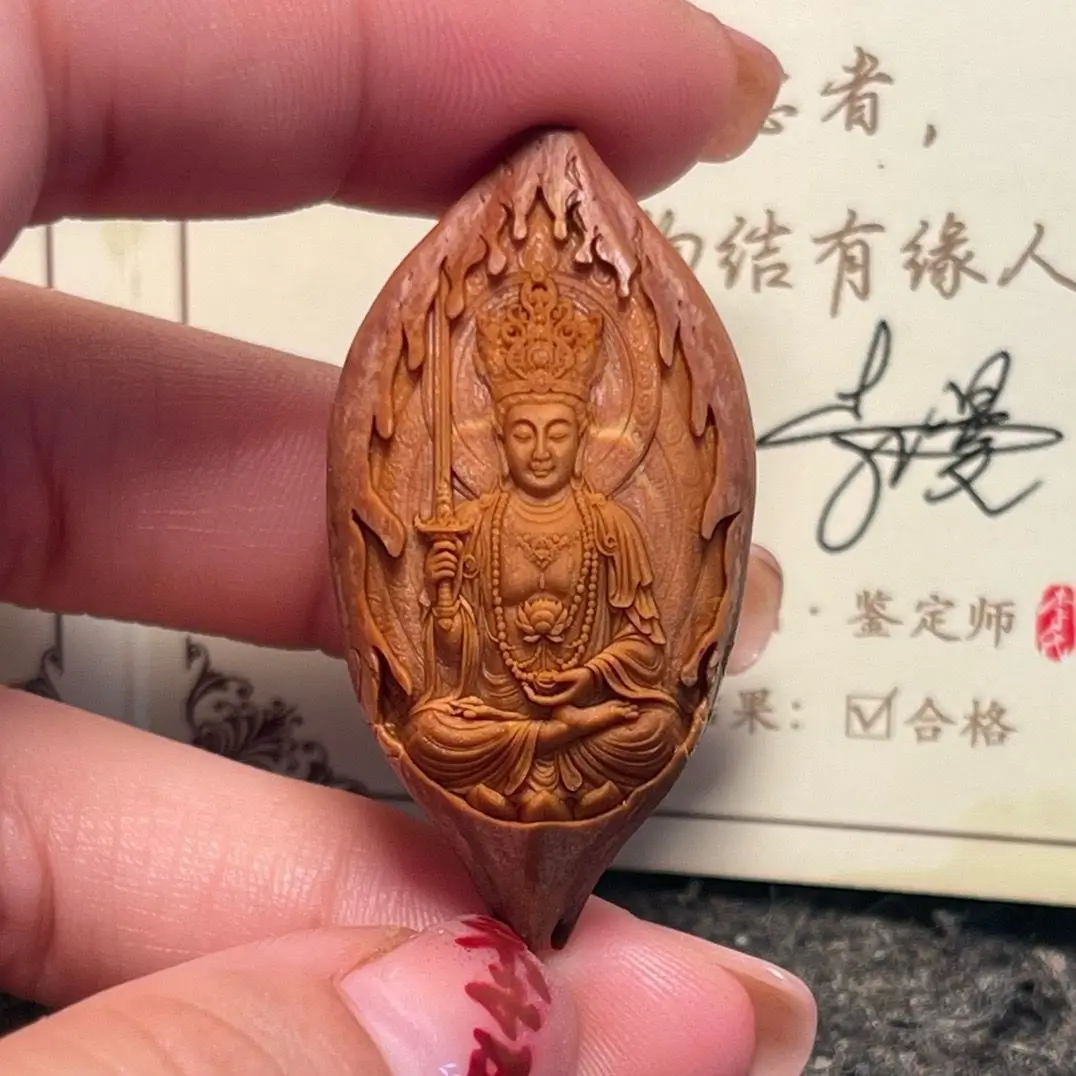 

Оливковое ядро, резьба по знаку зодиака, Бог-хранитель, ручная работа, Манджусри Бодхисаттва, полный амулет зодиака Тайхи, счастливые бусины, один кулон