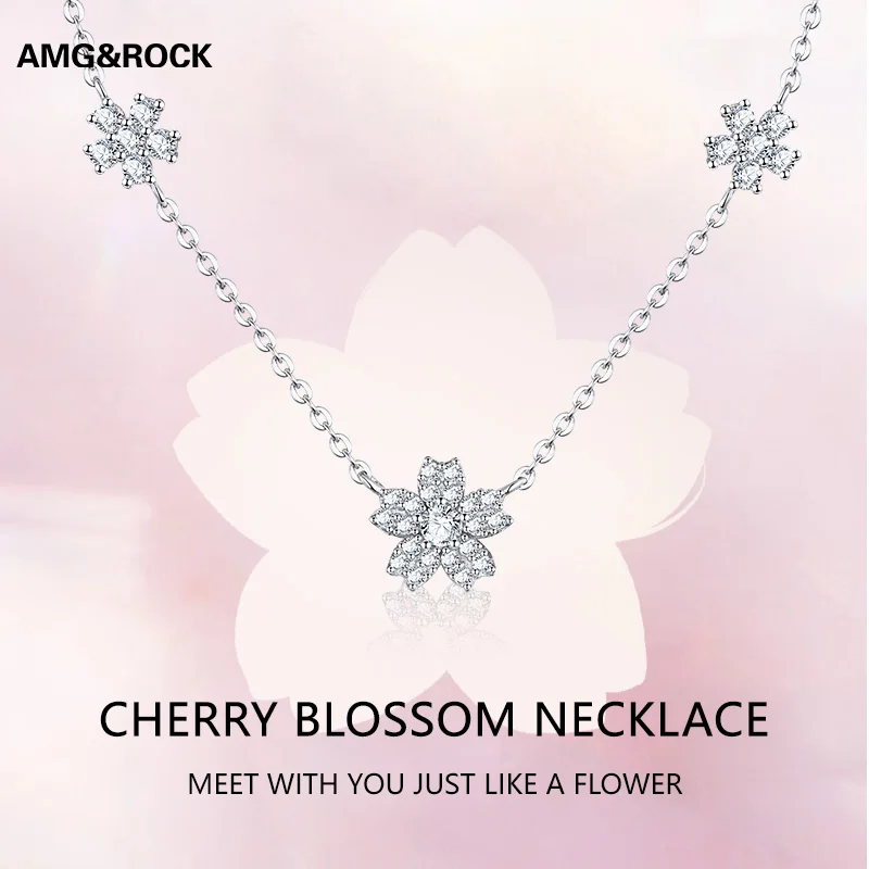 AMGROCK Peach Blossom Pendant Clavicle Chain High-end Light Luxury Necklace 520 Valentine's Day Birthday Gift For Girlfriend